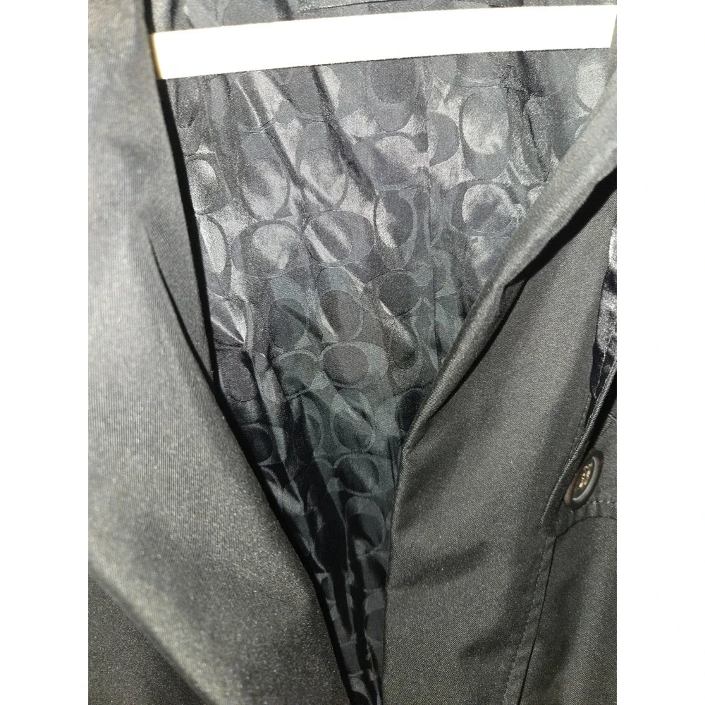 Coach The Trench Black Double Breasted Signature Lining Coat  Women missing belt